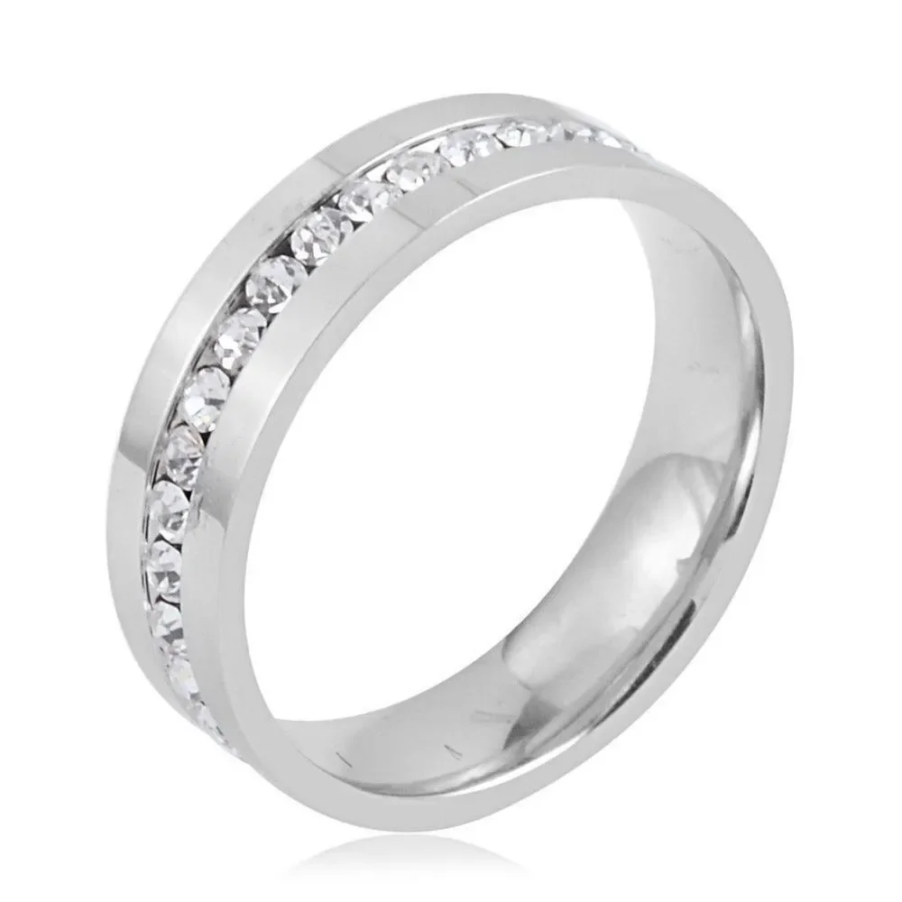 Austrian Crystal Ring Stainless Steel Size 6